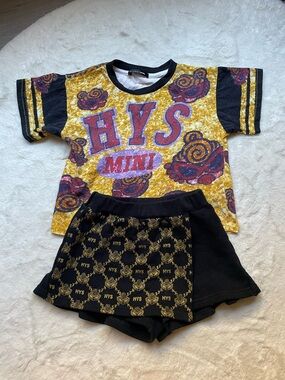 Hysteric Mini Two-Piece Set - Yellow & Black Graphic Tee with Skort